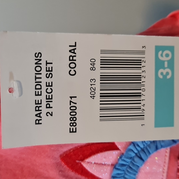 2 Piece Rare Editions Coral and Blue Outfit 3-6 months NWTs - Picture 5 of 7